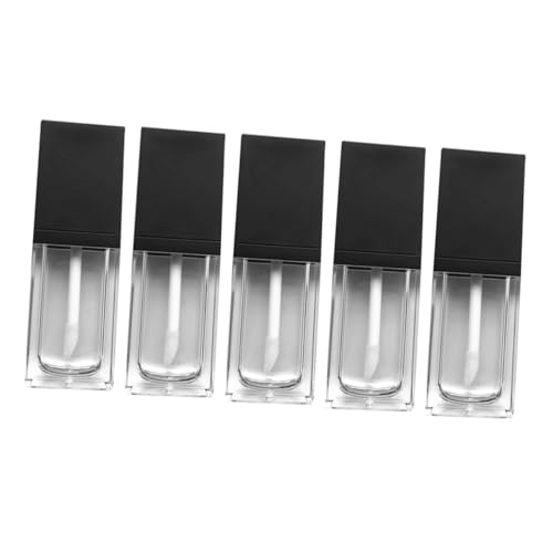 Baluue 5stücke Lip Gloss Flasche Flache Quadratische Lip Tube Behälter Für Kosmetik Schwarz Für Lippenöl Lipgloss Kosmetik Tragbar Und Leicht Für Frauen Und Mädchen von Baluue