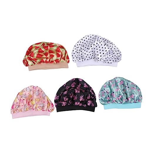 Baluue 5stücke Schlafmütze Für Junge Mädchen Satinmütze Nachtmütze Satinhaube Junge Mädchen Haar Motorhaube Elastische Schlafen Waschen Mützen Turban von Baluue