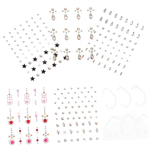 Baluue 6 Blätter Selbstklebende Gesichtsrhinestone Aufkleber Glitzernde Wasserfeste Party Gesichtssteine Für Festival Makeup DIY Körper Schmuck Dekoration von Baluue