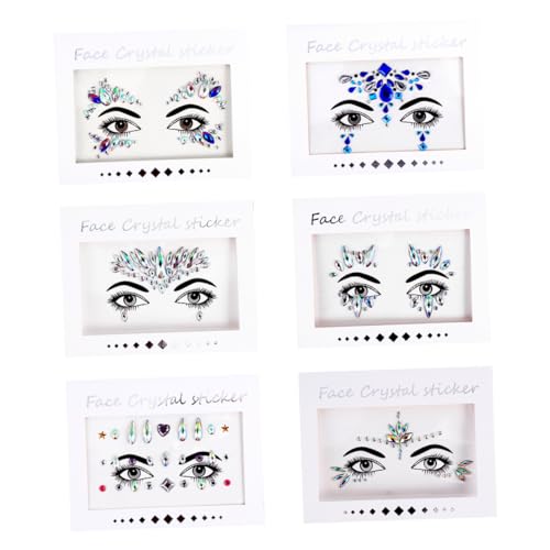 Baluue 6blätter Strass-aufkleber Acryl Edelstein Aufkleber Make-up Kunst Schmucksteine Haften Schimmerndes Finish Upgrade Style Rave Partynacht von Baluue