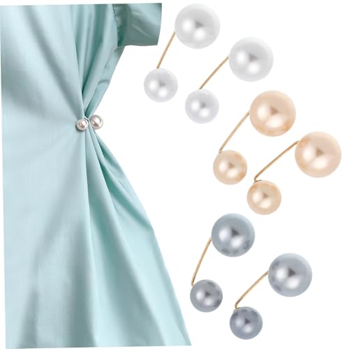 Baluue 6 Stück Broschennadeln mit Kunstperlen und Strasssteinen Sicherheitsnadeln für Kleidung Anti-emptied Collar Corsage Vielseitige Fixierclips für Kleider Röcke Cardigans Damen und von Baluue
