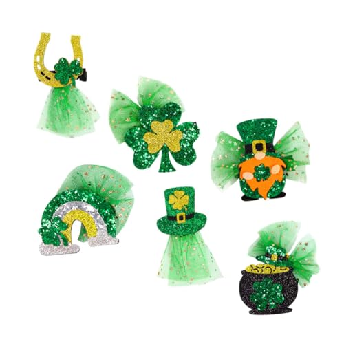 Baluue 6 Stück Klee Haarspange Blume Haarklammern Styling Halloween Festival-haar-accessoires Kind Danksagung Zarter Haarbandclip Dekorative Barrettes Mädchen Dünn Klein Kleeblatt Gefühlt von Baluue