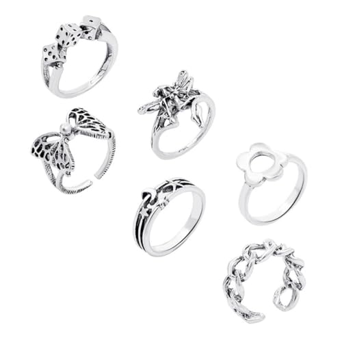 Baluue 6 Stück Teiliges Damen Vintage Schmetterling Knöchelringe aus Langlebiger Legierung Modeschmuck für Frauen Mädchen Verstellbar und Modisch für Alltag und Besondere Anlässe von Baluue