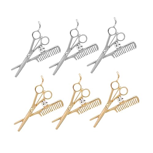 Baluue 6 Stück Teiliges Friseur Broschen Glänzende Anstecker für Anzüge Haarstylist Dekoration Gold Silber für Kleidung und Accessoires von Baluue