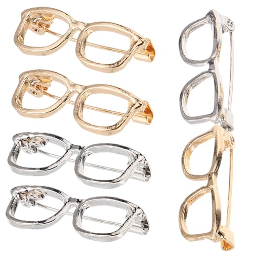 Baluue 6 Stück Teiliges Kreative Damenbroschen in Gold und Silber Modische Brillen anstecknadeln für Kleidung und Revers Leichte Langlebige Schmuckpins für Party Alltag und Geschenk von Baluue