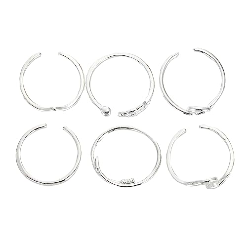 Baluue 6 Stück Teiliges Verstellbare Stapelringe für Damen Silberfarbene Knöchelringe aus Langlebiger Finger Ringe mit Individuellem Design Vielseitig Tragbar für Alltag und Festtage von Baluue