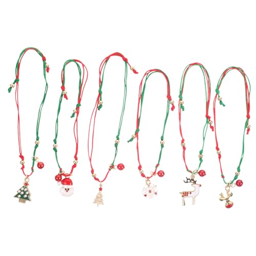 Baluue 6 Stück Teiliges Weihnachts Armband mit Geflochtenem Alloy Armband Charmanten Weihnachtsmotiven Wie Schneeflocke Weihnachtsmann Stilvoll für Damen und Langlebig und Angenehm zu von Baluue