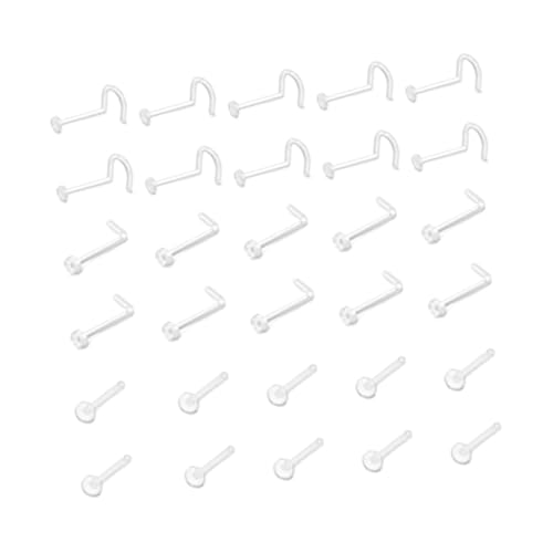 Baluue 60 Stück Teiliges Medizinisches Transparentes Nasenring S Förmigen Gebogenen und Geraden Formen Unsichtbarer Nasenschmuck für Damen und Herren Hautfreundlich und Langlebig von Baluue