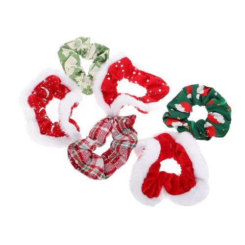 Baluue 6stücke Weihnachts-haargummis Mit Plüschbesatz Elastische Scrunchies Für Festliche Frisuren Für Und Mädchen Bunten Farben Für Urlaub von Baluue