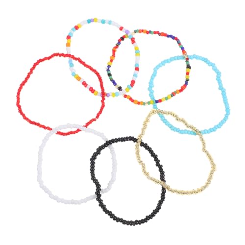 Baluue 7 Stück Elastische Bunte Perlenarmbänder Handgefertigte Einlagige Armbänder mit Geometrischem Design Leichtes Damen Schmuck- Vielseitig Tragbar für Alltag und Festliche Anlässe von Baluue
