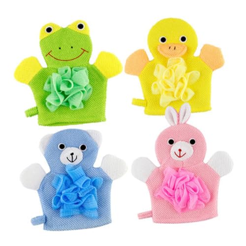 Baluue 8stücke Cartoon Bad-handschuhe Für Mädchen Exfolierende Tierdesign Gelbe Frosch Hase Blaue Bär Sicheres Material Für Spaßiges Bad Erlebnis von Baluue