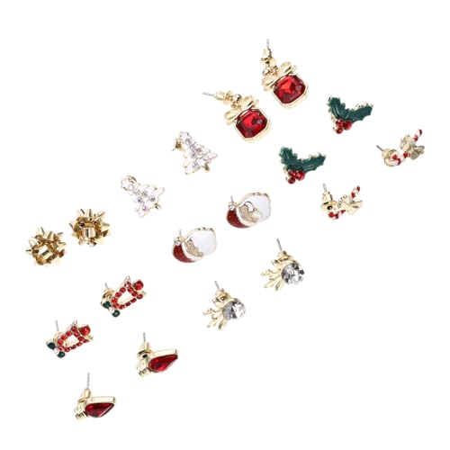 Baluue 9 Paare Weihnachts Ohrstecker Set mit Klassischen Christmaselementen Leicht Hautfreundlich Korrosionsbeständig Schmuckaccessoires für Damen Geeignet für Party Alltag von Baluue