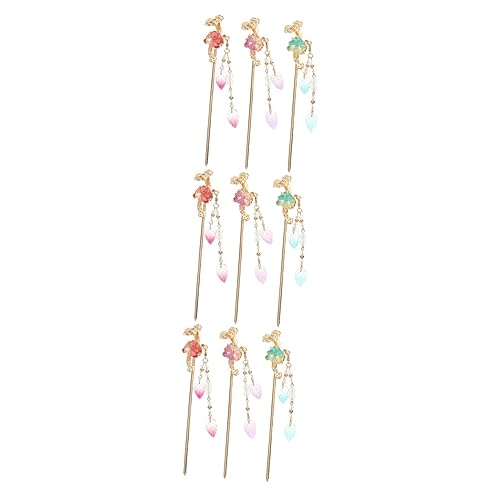 Baluue 9 Stk antike Haarnadel Hanfu Haarschmuck Essstäbchen für Haare Haaraufsatz Haarstock Hanfu-Kopfschmuck Haarnadel-Set japanische Haaraccessoires Haarstäbchen für Brötchen Legierung von Baluue