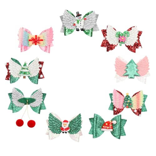Baluue 9stücke Teiliges Weihnachts-haarspangen Mit Glitzer Bunte Schleifen-haarclips Für Junge Mädchen Für Festliche Anlässe Karneval Und Fotografie von Baluue