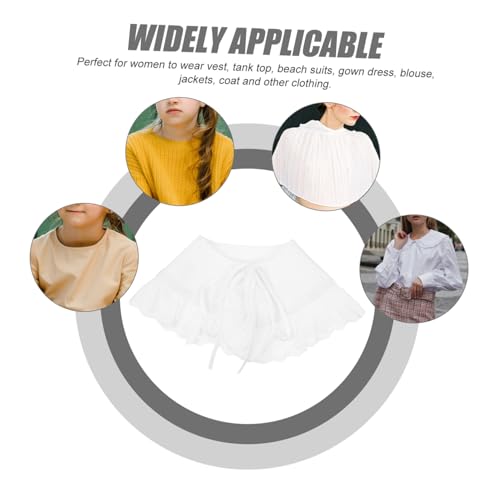 Baluue Abnehmbarer Damen Fake Spitzenkragen Holzohrenkante Chic Spitzen blusenkragen Modeaccessoire für Blusen Pullover und Westen von Baluue