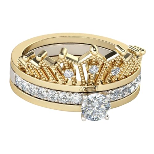 Baluue Abnehmbarer Damenring in Kronenform mit Funkelnden Zirkonia Leichter Rostfreier Modeschmuck Silberfarben Eleganter Handschmuck für Stilbewusste Frauen von Baluue