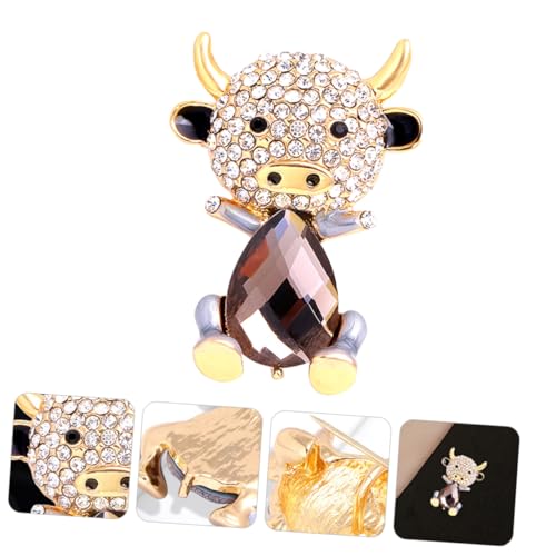 Baluue Alloy Brosche Damen Niedliche Kuh Design mit Tropf effekt und Strassstein Modische Anstecknadel für Kleidung Leichte Komfortable Schmuckaccessoire für Alltag Party Hochzeit von Baluue