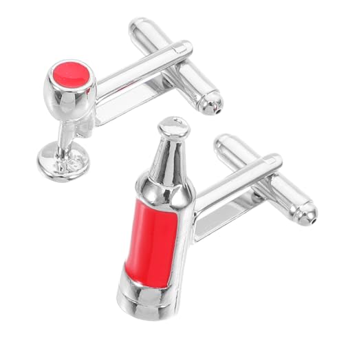 Baluue Alloy Manschettenknöpfe Weinflasche und Weinglas Form Damen Herren Kleidung Ärmelknöpfe Elegantes Accessoire für Party Business Geschenk Weinliebhaber von Baluue