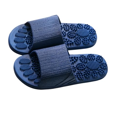 Baluue Anti rutsch Badesandalen mit Fußmassagefunktion Leichte PVC Hausschuhe Strapazierfähig für Hotel Reise und Zuhause Modisch Dunkelblau Komfortable Slipper für Damen und Herren von Baluue