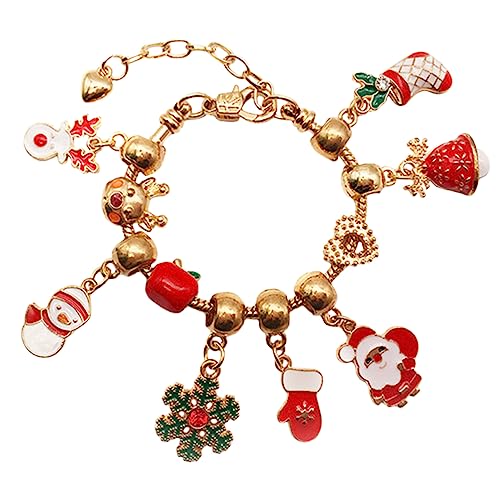 Baluue Armband Weihnachtsbasteln mit Perlen und Anhängern DIY Schmuck Bastelset für Mädchen Leichtes und Harz Material Festliche Weihnachtsgeschenke für Schmuck zum Selbermachen von Baluue