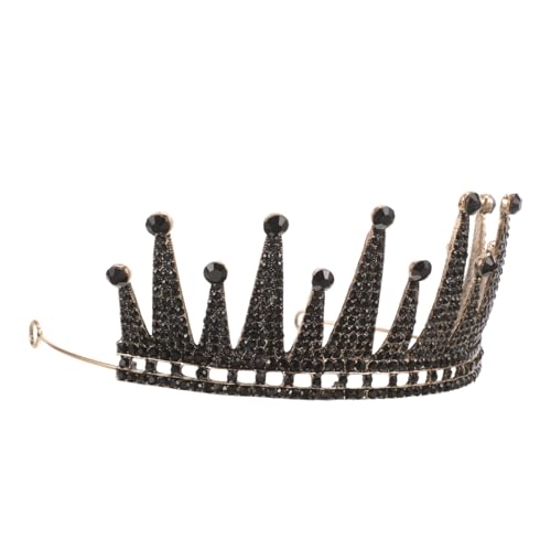 Baluue Barock Brautkrone mit Schwarzen Strasssteinen Halloween und Abschlussball Tiara Luxuriöses Leichtes Haaraccessoire für Hochzeit Festzug Party und Cosplay von Baluue