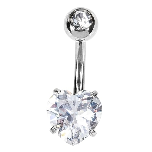 Baluue Bauchnabelpiercing Ring Damen Nabelring aus Medizinischem mit Doppelt Funkelnden Zirkonia Herzen Hautfreundlich Poliert und Komfortabel Modisches Piercing Schmuck für Alltag von Baluue