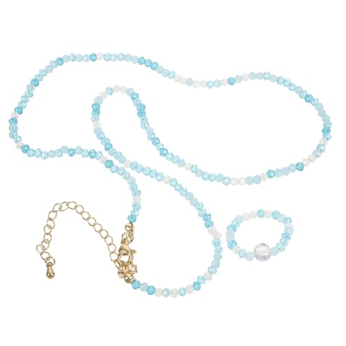 Baluue Beaded Halskette und Ring Damen Modisch Leichtes Schmuckset für Frauen Mädchen Ästhetische Kette Sommer Party Accessoire in Blau von Baluue