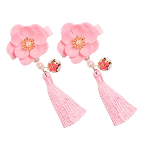 Baluue 1paar Blumen-haarspangen Mädchen Mit Quasten Chinesischer Stil Für Partys Und Kindergartenaufführungen Für Süße Frisuren Ohne Kleber von Baluue