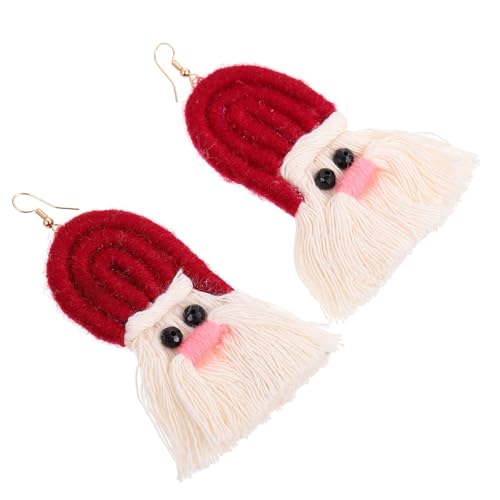 Baluue Bohemia Ohrhänger Weihnachts Ohrringe mit Handgewebten Roten Quasten Ohrdekoration für Frauen Langlebig Farbecht für Festtage und Alltag von Baluue