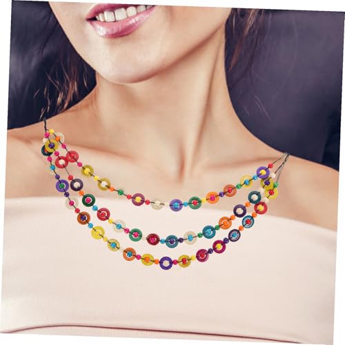 Baluue Boho Ethnische Holzperlen Halskette Handmade Coconuts Shell Bead Necklace Bunte Mehrreihige Kette für Frauen Mädchen Strand Schmuck von Baluue
