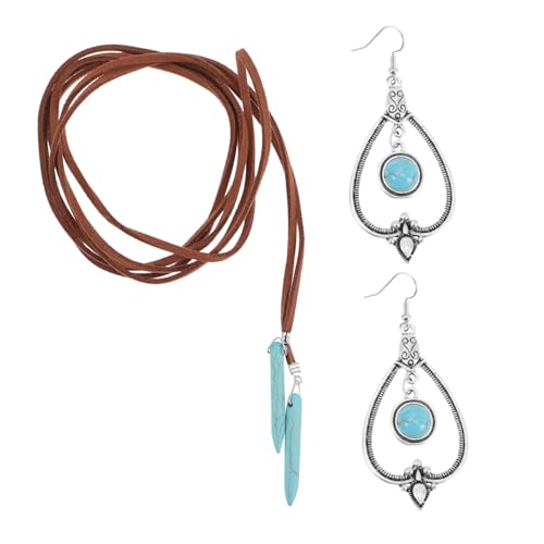 Baluue Boho Schmuckset Damen Türkis Schmuckset mit Halskette und Ohrringen Eleganter Modeschmuck für Hochzeit Party Alltag Geschenk für Frauen Schmuckkit Stilvoll und Bequem von Baluue