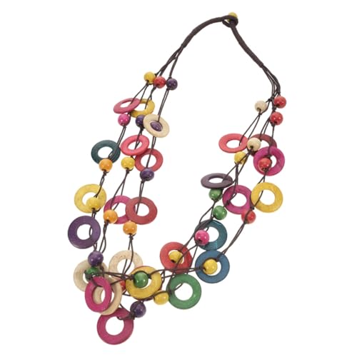 Baluue Boho Vintage Geometrische Halskette Damen Mehrschichtig Bunte Kokosnussperlen Handgefertigt Schmuck Geschenk für Alltag Party Strand von Baluue