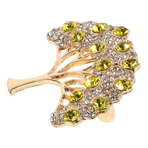 Baluue Brosche Anstecknadel Geldbaum Design Vintage Strass Schmuck für Damen Kleidung Schal und Mantel Eleganter Cloak Pin für Hochzeit Festliche Anlässe Goldfarbene Dekoration von Baluue