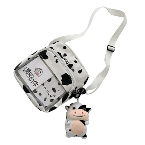 Baluue Canvas Schultertasche mit Kuhmuster Große Damen handtasche aus Weichem Segeltuch mit Verstärkten Trägern für Smartphone Kosmetik Alltag Vielseitige Umhängetasche für Arbeit von Baluue