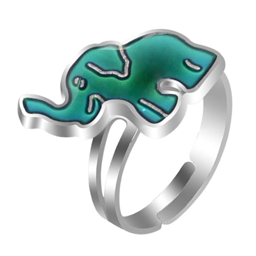 Baluue Cartoon Elefanten Ring Kreativ Verstellbar Thermochrom Farbwechsel Schmuck Damen Modeaccessoire Niedliches Tierdesign Langlebig und Komfortabel von Baluue
