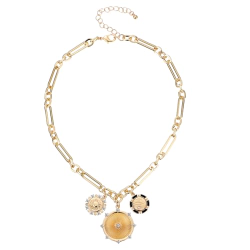 Baluue Chunky Charm Halskette aus Kupfer mit Verstellbarer Sonnigem Anhänger Glatter Oberfläche Modischer Damen Schmuck Langlebige Goldfarbene Statement Kette von Baluue