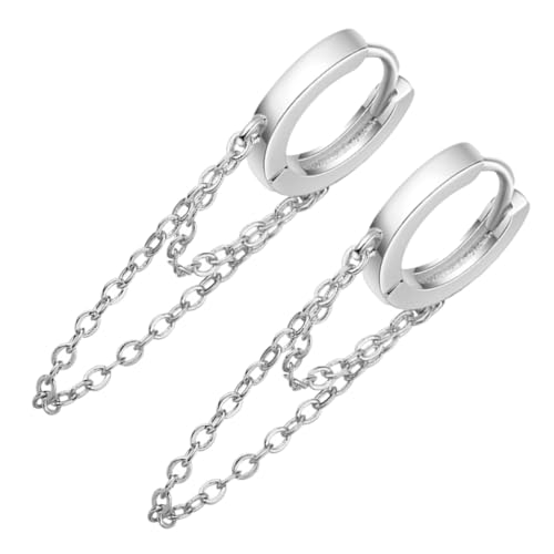 Baluue Clip Ohrringe Damen Punk Gothic Sicherheitsnadel Ohrschmuck mit Ketten Quasten Weißgold Leichte Bequeme Ohrklammern für Alltag Party und Festliche Anlässe von Baluue