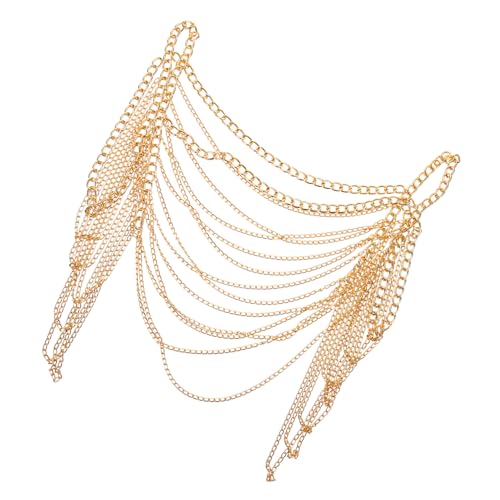 Baluue Damen Body Chain Mehrschichtige Schulterkette Goldfarben Beach Party Brustkette Schmuck für Nachtclub Festival und Sommer Strand von Baluue