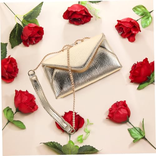 Baluue Damen Clutch aus Metallic Pu-Material mit Modischer Kette Vielseitige Kleine Umhängetasche für Abend Hochzeit Cocktailparty Stilvolle Crossbody und Schultertasche von Baluue
