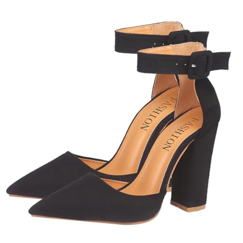Baluue Damen High Heel Pumps mit Spitz Zulaufender Zehenpartie Grobem Blockabsatz Atmungsaktivem Material und Rutschfester Sohle Komfortabel und Strapazierfähig für Besondere Anlässe von Baluue