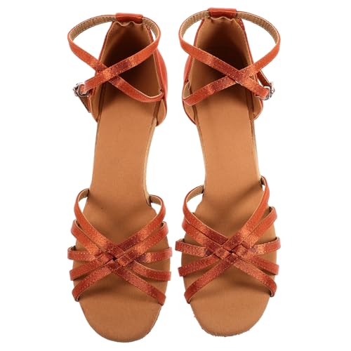 Baluue Damen Latein Tanzschuhe Satin High Heels mit Knöchelriemen Offene Zehen Eleganter Schlangenhaut-Look Geeignet für Latein Dance und Festliche Anlässe von Baluue
