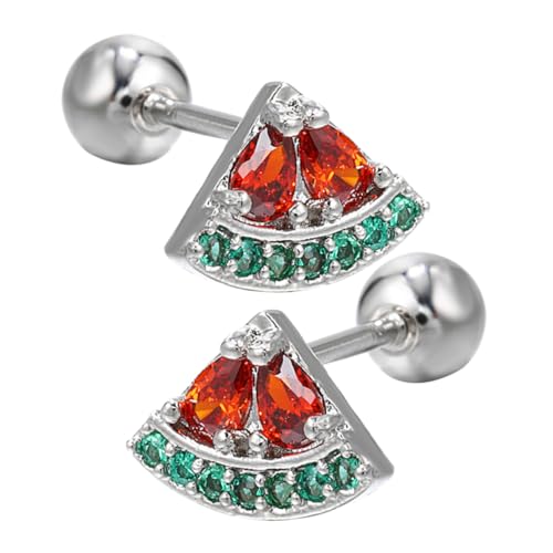 Baluue Damen Ohrstecker Sterling Silber Wassermelone Motiv Modisch Langlebig Stilvoll für Geburtstag Hochzeit Abschlussball und Alltag Geeignet von Baluue
