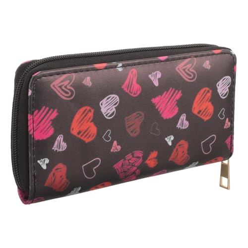 Baluue Damen Portemonnaie Großes PU Langbörse mit Herz Muster Große Kapazität Kartenhalter Multifunktional Leichtes Damen Geldbeutel für Viele Karten und Bargeld Robust und Pflegeleicht von Baluue