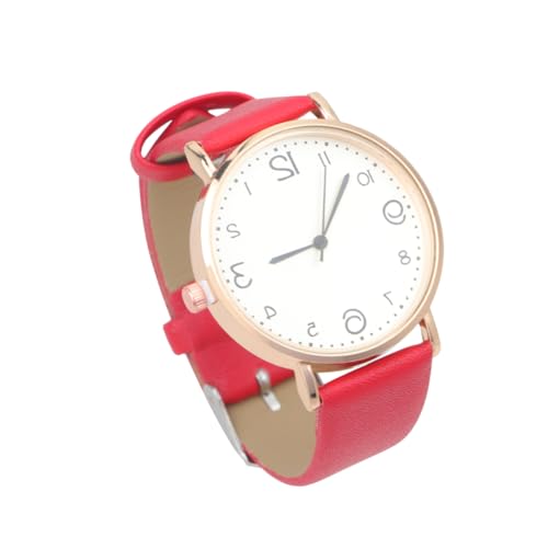 Baluue Damen Quarzuhr mit PU Lederarmband Lässige Armbanduhr für Frauen Rot für Arbeit Party und zu Weihnachten Geburtstag oder Valentinstag von Baluue