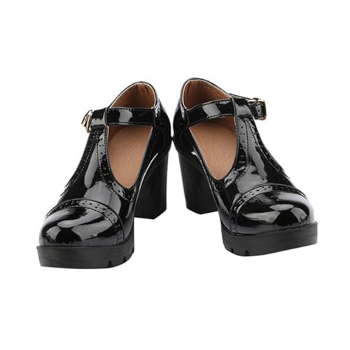 Baluue Damen Runde Zehen Plateau Pumps mit Blockabsatz wasserdichte Komfortable Mode Schuhe für Arbeit Party und Alltag in Schwarz von Baluue