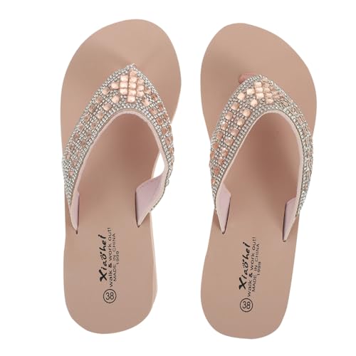 Baluue Damen Sandalen Sommer mit Perlen und Strasssteinen Rutschfeste Keilsandaletten Leichte Strand Pool Schuhe Bequemes Design Modische Hausschuhe für Frauen Baluue Damen Sandalen Sommer mit Perlen und Strasssteinen Rutschfeste Keilsandaletten Leichte Strand Pool Schuhe Bequemes Design Modische Hausschuhe für Frauen von Baluue