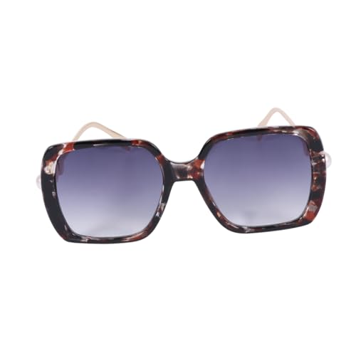 Baluue Damen Sonnenbrille Eckig mit Leopardenmuster Perlenverzierung Robustes Metall Plastik Material Angenehmer Nasenhalter für Outdoor Schutz und Sonnenschutz von Baluue