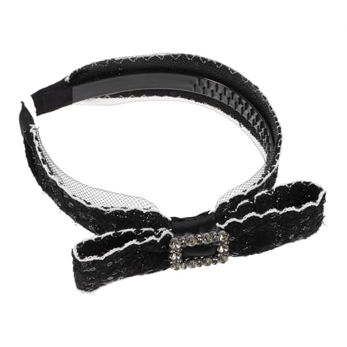 Baluue Damen Stirnband Breites Haarband Schleife Stirnband Hochzeit Braut Stirnband Haarschmuck für Mädchen Schwarz von Baluue