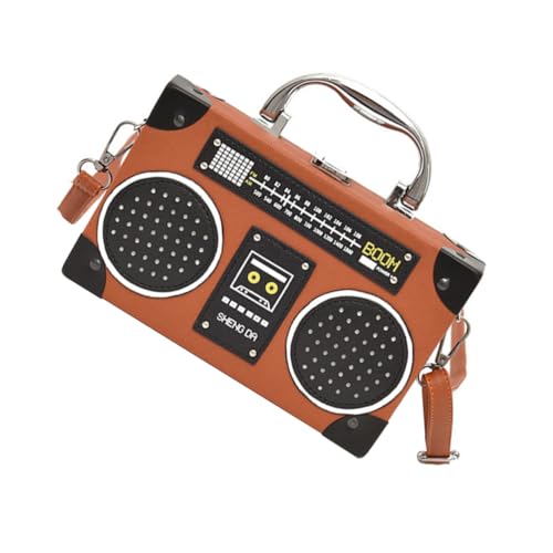 Baluue Damen Umhängetasche PU Handtasche im Radio-design Modische Schultertasche mit Großem Fassungsvermögen Braune Lässige Crossbody Bag für Alltag Schule Arbeit und Freizeit von Baluue