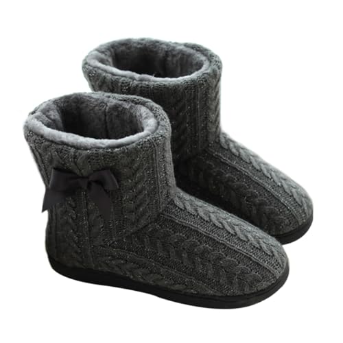 Baluue Damen Winter Hausschuhe Thick Sole Rutschfeste Strickboots Warm Atmungsaktiv Komfortable Home Boots Für Kalte Tage von Baluue